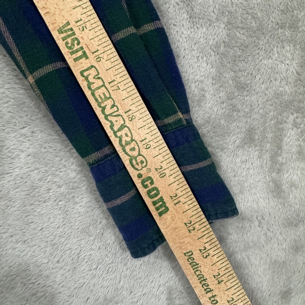 Wrangler Flannel Shirt Mens Medium Wrancher Green Blue Western Pearl Snap Casual - Picture 9 of 10